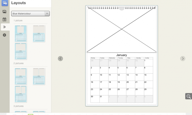Taopix Creator with calendar design on computer screen