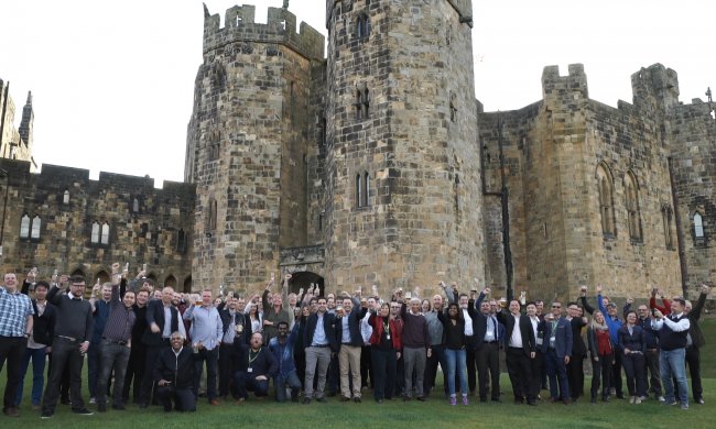 Group of people in front of Alnwick Castle