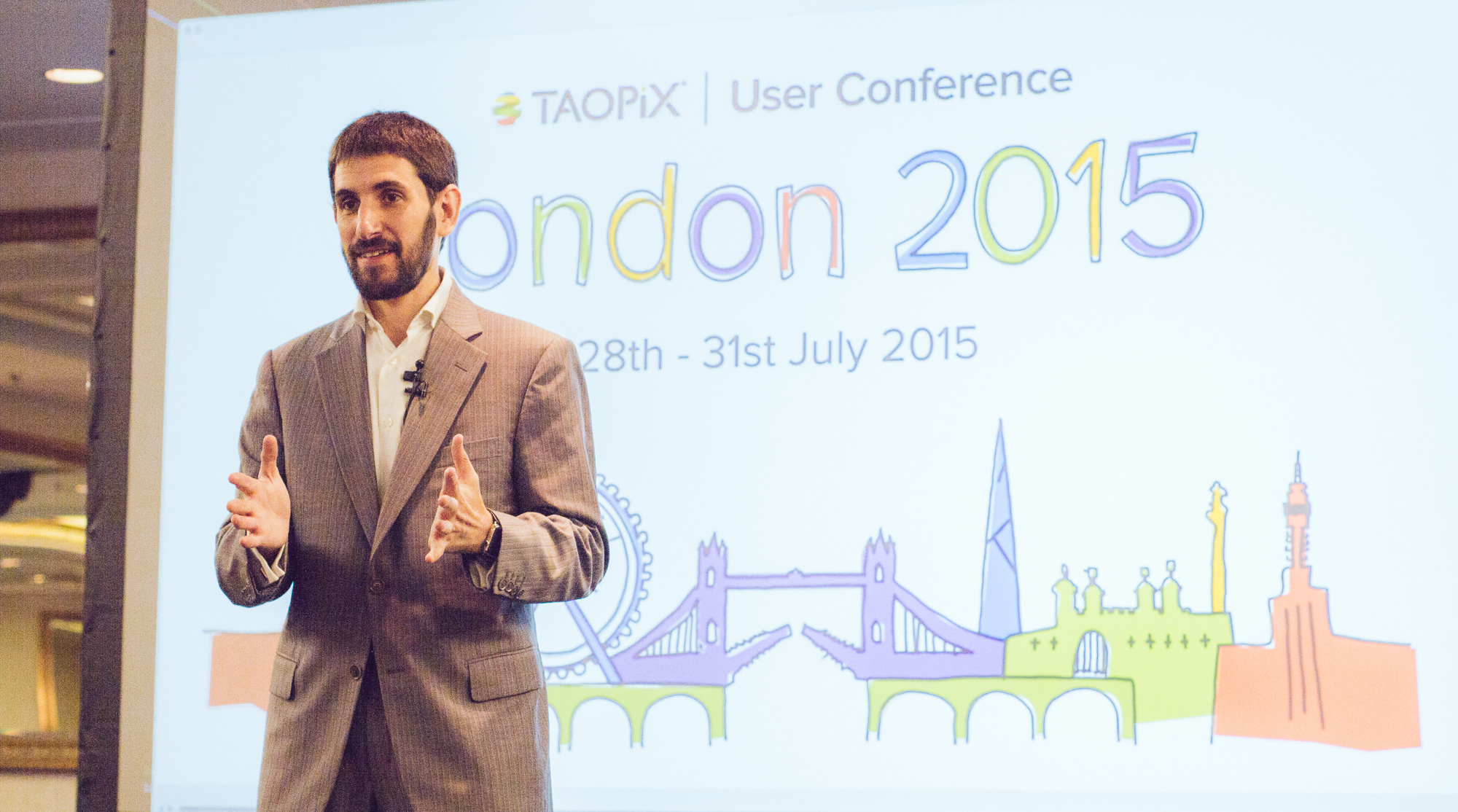 Man speaking at Taopix user conference 2015