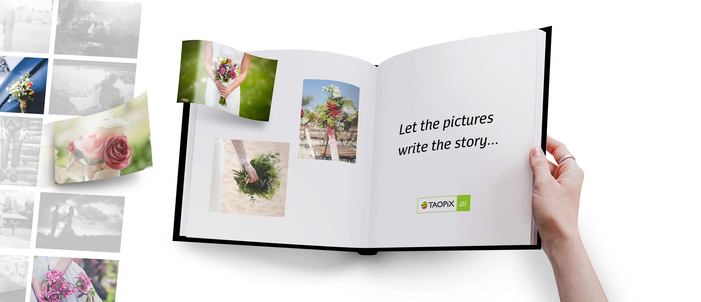 Photos being placed on photobook