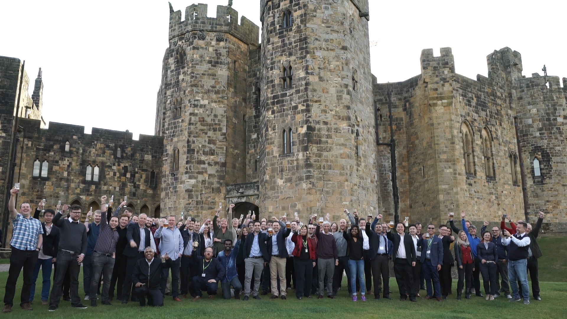 Group of people in front of Alnwick Castle